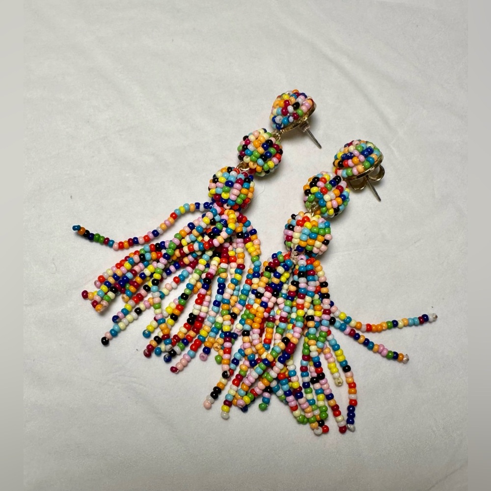 BaubleBar beaded tassel earrings rainbow, multi colored
